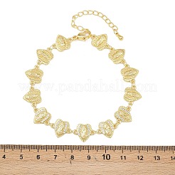 Jungfrau Maria Thema Messing Micro Pave klare Zirkonia Gliederkette Armbänder für Frauen&nbsp;BJEW-A090-08C-G