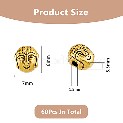 60 шт. бусины из сплава в тибетском стиле TIBEB-DC0001-11