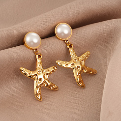 Pendientes colgantes de perlas de plástico y acero inoxidable 304&nbsp;WG9A652-01