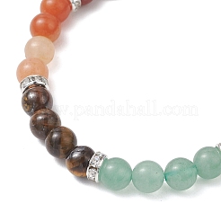 Браслеты из натуральных смешанных драгоценных камней с чакрами для женщин&nbsp;BJEW-JB13200-01