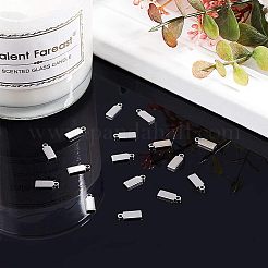 304ステンレススチール製刻印入りブランクタグチャーム  長方形  ステンレス鋼色  11x4x1mm  穴：1.5mm&nbsp;STAS-UN0002-83P