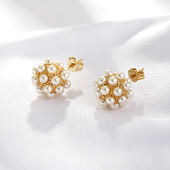 Винтажные круглые серьги-гвоздики из латуни во французском стиле TG1714