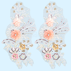 Полиэстер вышитые кружевные нашивки на ткань&nbsp;AJEW-WH20070-079A