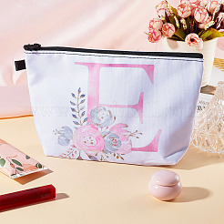 Pochettes cosmétiques à fermeture éclair en polyester à motif de fleurs et de lettres&nbsp;ABAG-TAC0035-03E