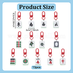 13 pendentif décoratif en résine mahjong&nbsp;HJEW-NB00346
