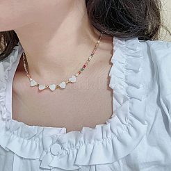 Бусины в форме сердца из натуральных ракушек и ожерелья из стеклянных бусин для женщин WG67538-01