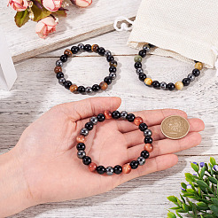 8 мм круглые бусины из натурального тигрового глаза BJEW-TA0001-20