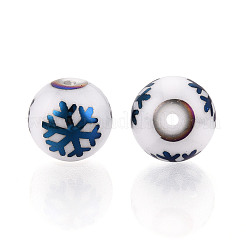 Рождественские непрозрачные стеклянные бусины EGLA-R113-01F