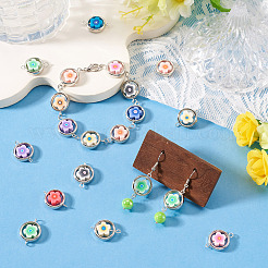 20 Stück Polymer Clay Blume & Ccb Ring Rahmen Glieder Verbinder Charms&nbsp;CLAY-TADJ0001-10