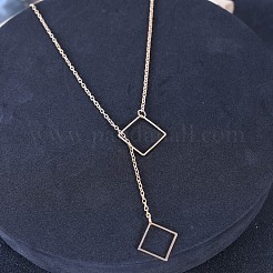 Colliers lariat carrés en chaîne de câble en alliage pour femmes&nbsp;WG98ABB-01