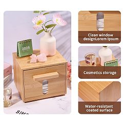Caja de pañuelos de bambú con cajón de almacenamiento&nbsp;CON-WH0089-326