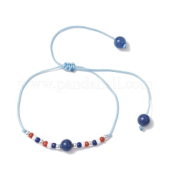 Pulseras trenzadas con cuentas de vidrio del Día de la Independencia&nbsp;BJEW-MZ00179-01