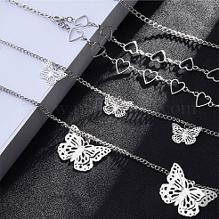 5 stücke 5 arten legierung herz butterlfy kette gürtel und taille kette sets&nbsp;DIY-CP0013-46A