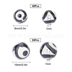 60 шт. тибетские бусины Дзи с двумя глазами G-SC0002-14