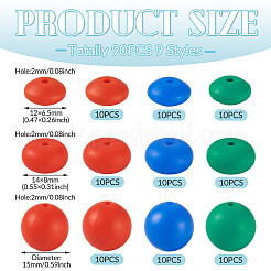 90 pièces 9 styles de perles focales rondes en silicone&nbsp;SIL-TA0003-59