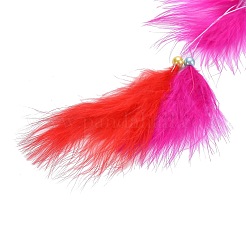 Сетка/паутина из двойного сердца из перьев с вышитыми бисером колокольчиками HEAR-PW0001-169