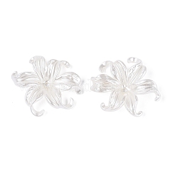 Absプラスチック模造真珠ビードキャップ  5  - 花びらの花  ホワイト  36.5~37x42.5x9mm  穴：2.2mm&nbsp;KY-Q004-05B