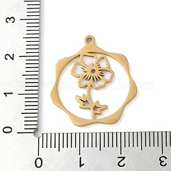 304ステンレスペンダント  花  ゴールドカラー  23.5x21.5x1mm  穴：1.5mm&nbsp;STAS-P338-01E-G
