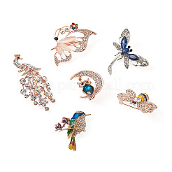6 pz 6 set di spille in cristallo per insetti animali in stile per ragazze donne&nbsp;JEWB-PJ0001-01