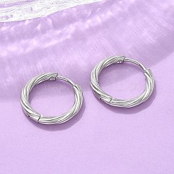 304ステンレススチールツイストフープピアス（女性用）  ステンレス鋼色  17x2.5mm&nbsp;EJEW-A130-02B-P