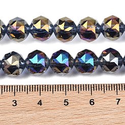 透明電気メッキガラスビーズ連売り  多面カット  ラウンド  プルシアンブルー  9.5~10mm  穴：1.2mm  約59個/連  22.05''（56センチメートル）&nbsp;EGLA-N002-34C-B17