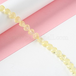 透明なガラスビーズ連  ハート  シャンパンイエロー  7.5~8.5x8~8.5x4~4.5mm  穴：1mm  約44~45個/連  12.56~12.87インチ（31.9~32.7cm）&nbsp;GLAA-F112-01D