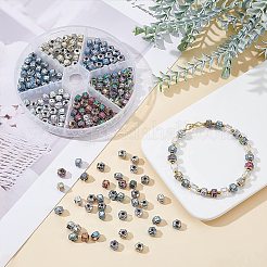 210 шт. 6-х цветные гальванизированные бусины из натуральной лавы G-OC0001-97