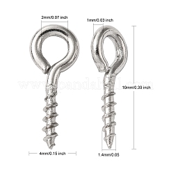 変色防止304ステンレススチール製スクリューアイピンペグベイル  片穴パーツ用  ステンレス鋼色  10x4x1mm  穴：2mm  ピン：1.4mm&nbsp;X-STAS-L234-165C-P