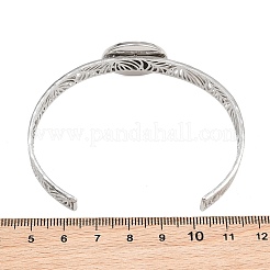 Bases de bracelets manchettes vierges en acier inoxydable 304 avec plateau rond plat&nbsp;SA-CBA82C8-04C-P