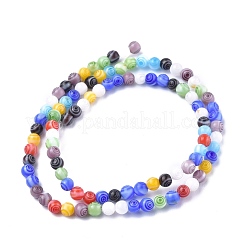 Millefiori a mano perle tonde vetro fili&nbsp;LK-R004-91