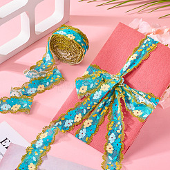 6 м полиэстеровая кружевная лента с цветочной вышивкой OCOR-TAC0015-14