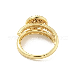 Круглые латунные кольца с микро-паве из латуни с цирконием и древом жизни для женщин&nbsp;RJEW-Z039-02G-1