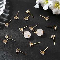 Фурнитура для сережек-гвоздиков в форме капли из латуни с прозрачным кубическим цирконием&nbsp;XGR0104G-116G