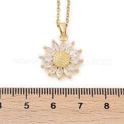 Латунный цветок микропаве кубический цирконий кулон ожерелья NJEW-C076-21G