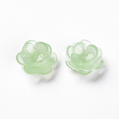 プラスチックビーズ  花  アクアマリン  13x13x5.5~6.5mm  穴：1~1.4mm&nbsp;KY-N015-70-04