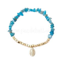 Braccialetti elasticizzati con perline di ematite sintetica non magnetica con chip e cubetti di pietre preziose naturali&nbsp;BJEW-JB10630-01