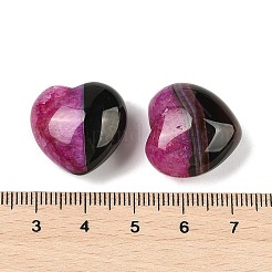 天然瑪瑙（染色・加熱）ハートパームストーン  レイキエネルギーバランス瞑想ギフトのためのヒーリングポケットトーン  赤ミディアム紫  19.5~20.5x20~20.5x13~14mm&nbsp;G-Q021-04F