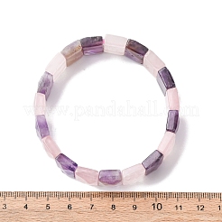 Прямоугольные эластичные браслеты из натуральных бусин аметиста и розового кварца для женщин и мужчин BJEW-Z149-01E