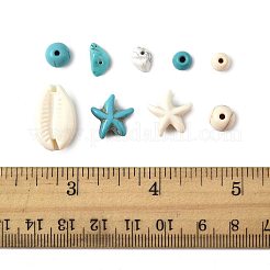 192шт 6 стиля синтетические бирюзовые бусины TURQ-FS0001-07