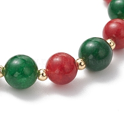 3 шт. браслет из окрашенного натурального малазийского нефрита и латунных круглых бусин&nbsp;BJEW-JB13445