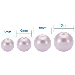 環境に優しい染めガラスパールラウンドパールビーズ  ラベンダーブラッシュ  5~10mm  穴：1.2~1.5mm  約340個/箱&nbsp;HY-PH0009-RB091
