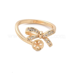 Anello con polsino in ottone con fiocco e micro pavé di zirconi cubici&nbsp;LS-KK-A244-01C-G