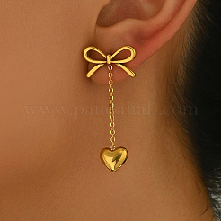Стильные серьги-гвоздики в форме бабочки из нержавеющей стали 201 с кисточкой в форме сердца&nbsp;XV0510-1
