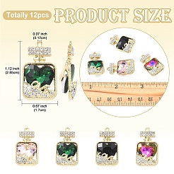 12шт 4 цвета подвески из сплава со стразами&nbsp;FIND-YW0011-80