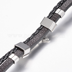 Bracciali cordone intrecciato in pelle&nbsp;LS-BJEW-E324-A10