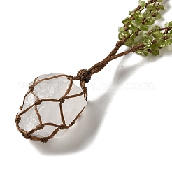 Collane con ciondolo con perline intrecciate in cristallo di quarzo naturale&nbsp;NJEW-K258-05B