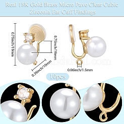 10 шт. круглая латунная фурнитура для ушей из латунного микропрозрачного кубического циркония&nbsp;KK-BBC0022-45