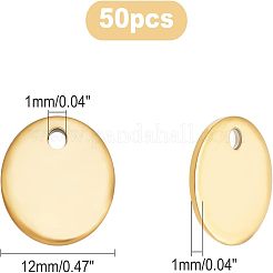 PVD-Vakuumbeschichtung 304 Edelstahl Prägung Blanko-Tag flache runde Charms&nbsp;STAS-UN0017-69G