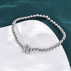 Латунные круглые бусины эластичные браслеты BJEW-A034-05P