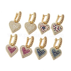 Boucles d'oreilles créoles pendantes en laiton serties de micro-pavés de zirconiums cubiques&nbsp;EJEW-G471-15G